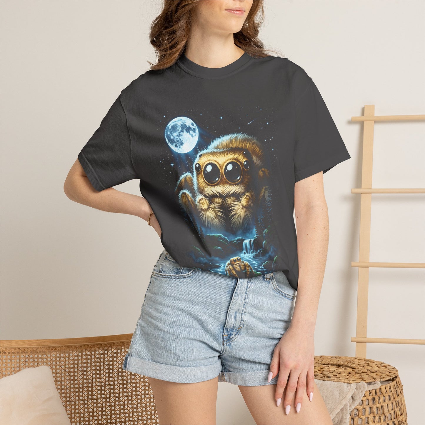 Jumping Spider Moonlit Night T-Shirt