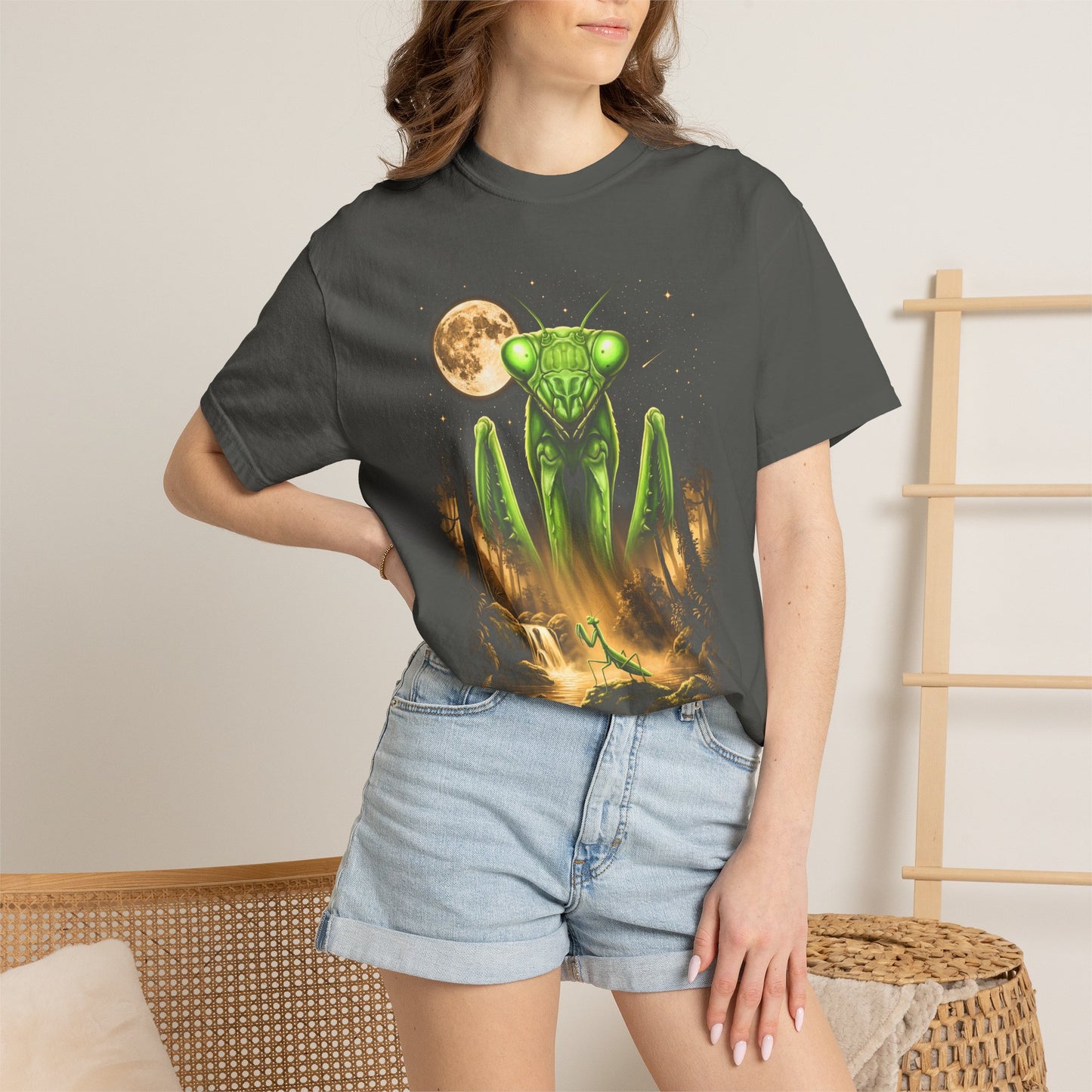 Praying Mantis Moonlit Forest T-Shirt