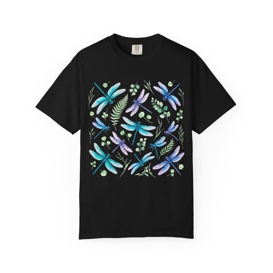 Watercolor Dragonfly Pattern T-Shirt
