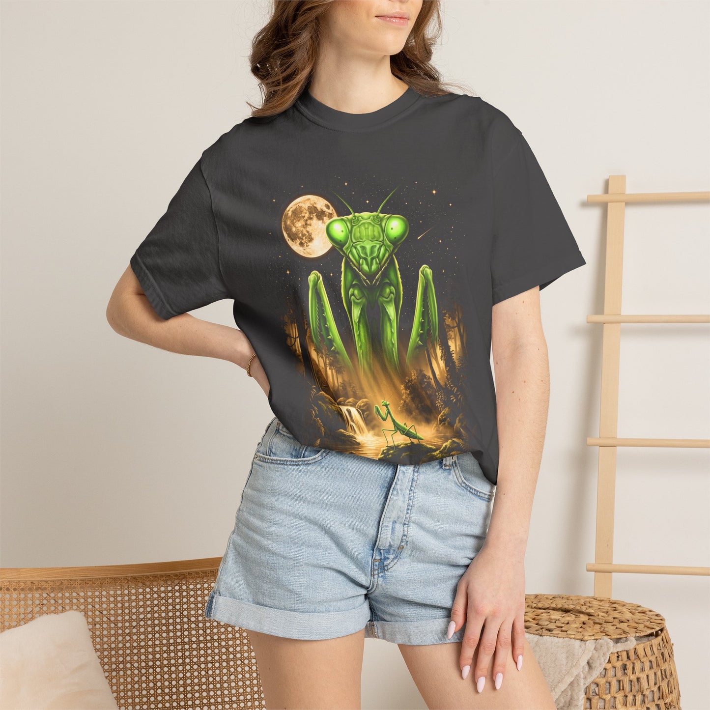 Praying Mantis Moonlit Forest T-Shirt